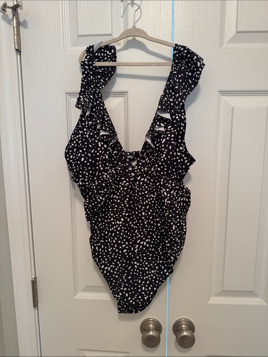 Pinkblush Other - Pinkblush Black and White Dot Ruffle One-Piece Swimsuit